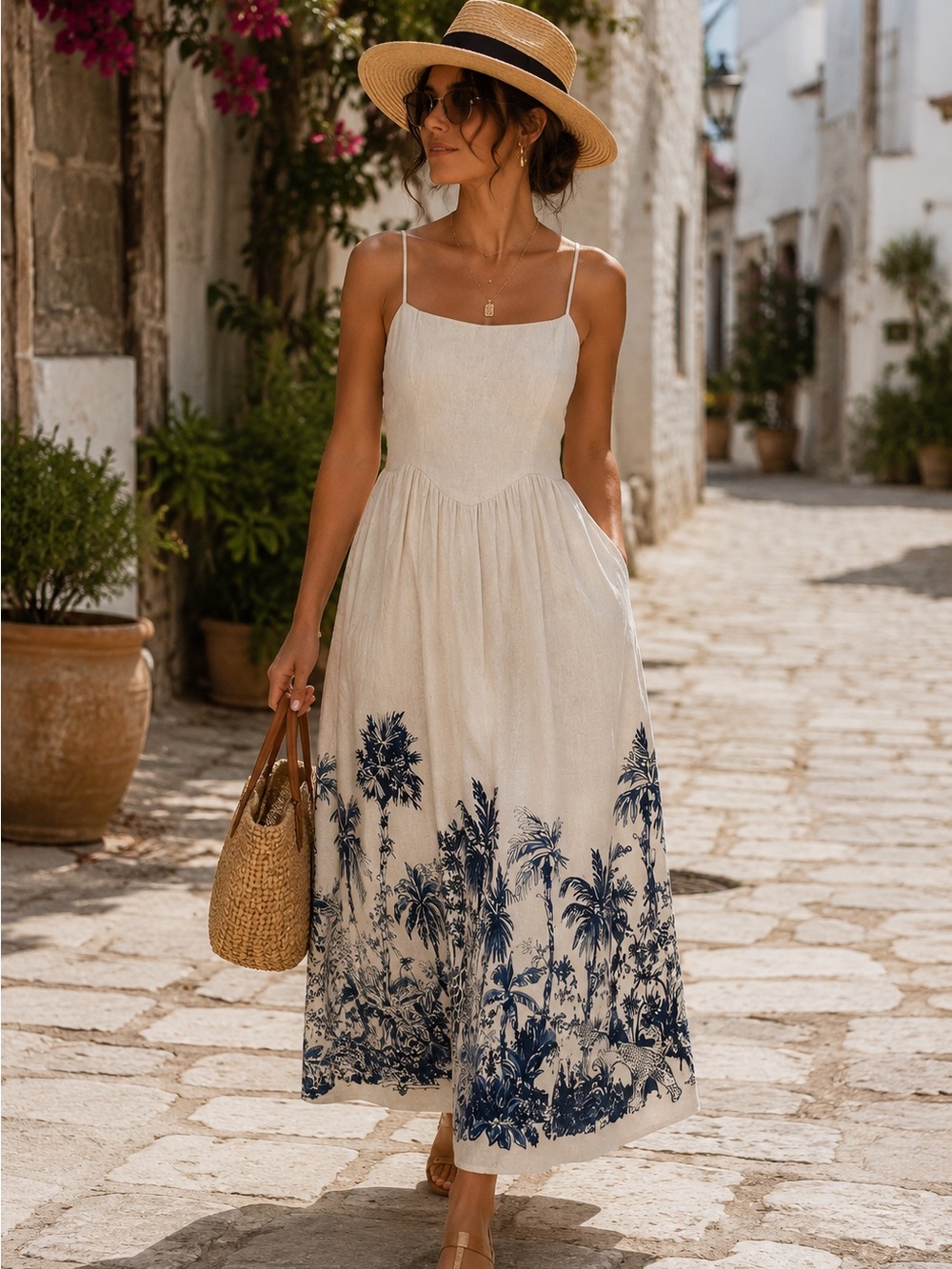 Calypso St Barth Linen Blend Sleeveless Maxi Dress M Resort Coastal Quiet Luxury